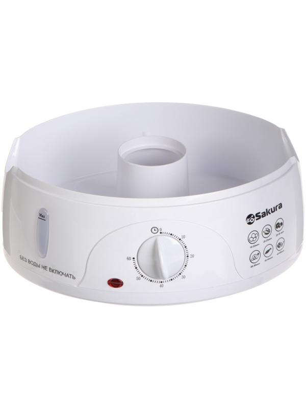Пароварка Sakura SA-7214, электрическая, 800 Вт, 9 л, 3 яруса, белая