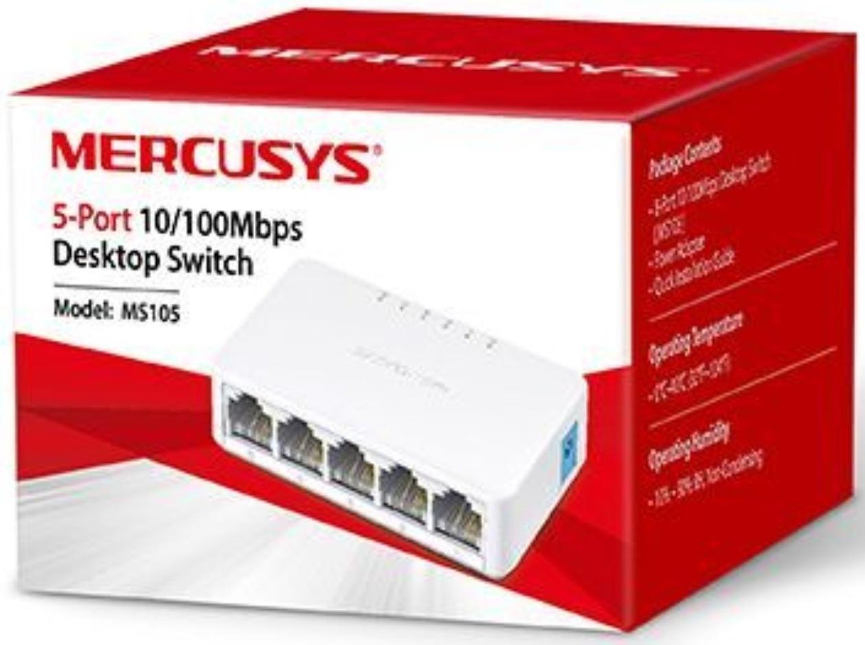 Коммутатор Mercusys MS105, неуправляемый, 5x10/100BASE-TX