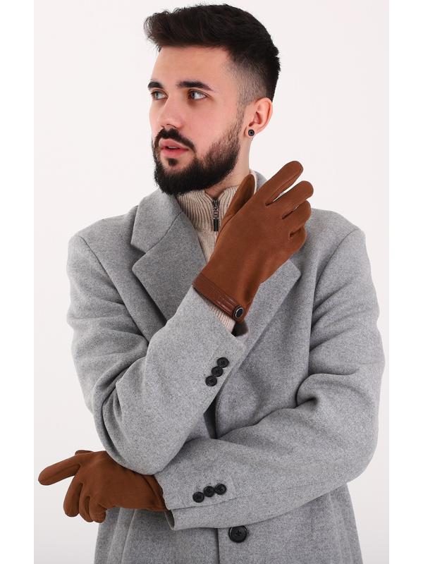 Перчатки мужские, безразмерные, без утеплителя, цвет светло-коричневый