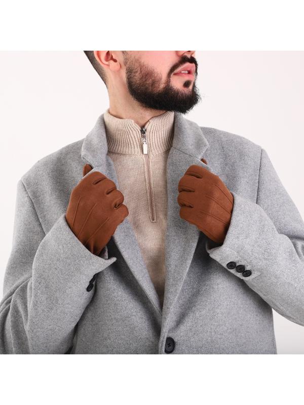 Перчатки мужские, безразмерные, без утеплителя, цвет светло-коричневый