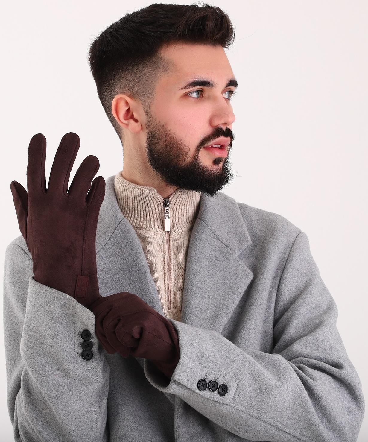 Перчатки мужские, безразмерные, без утеплителя, цвет коричневый