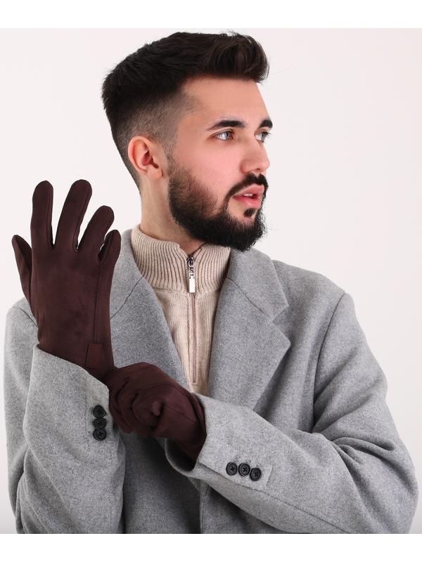 Перчатки мужские, безразмерные, без утеплителя, цвет коричневый
