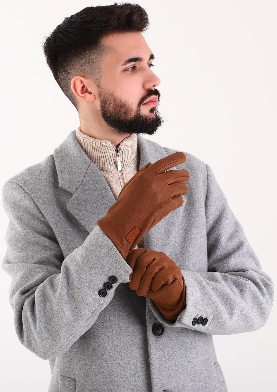 Перчатки мужские, безразмерные, без утеплителя, цвет светло-коричневый