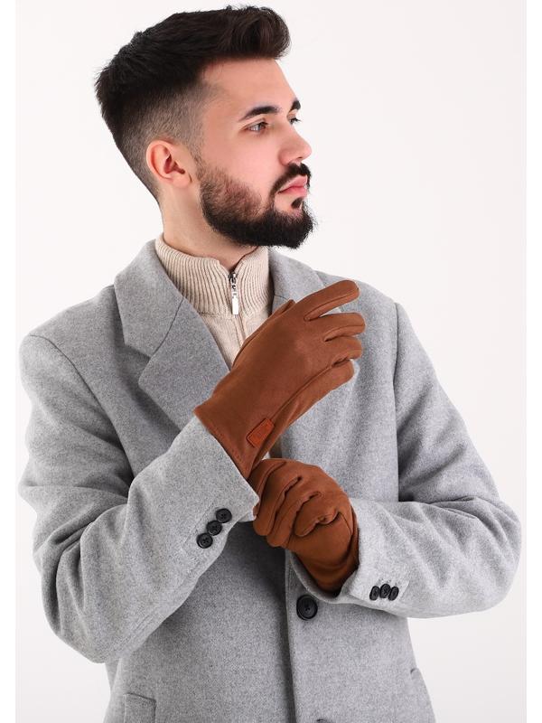 Перчатки мужские, безразмерные, без утеплителя, цвет светло-коричневый