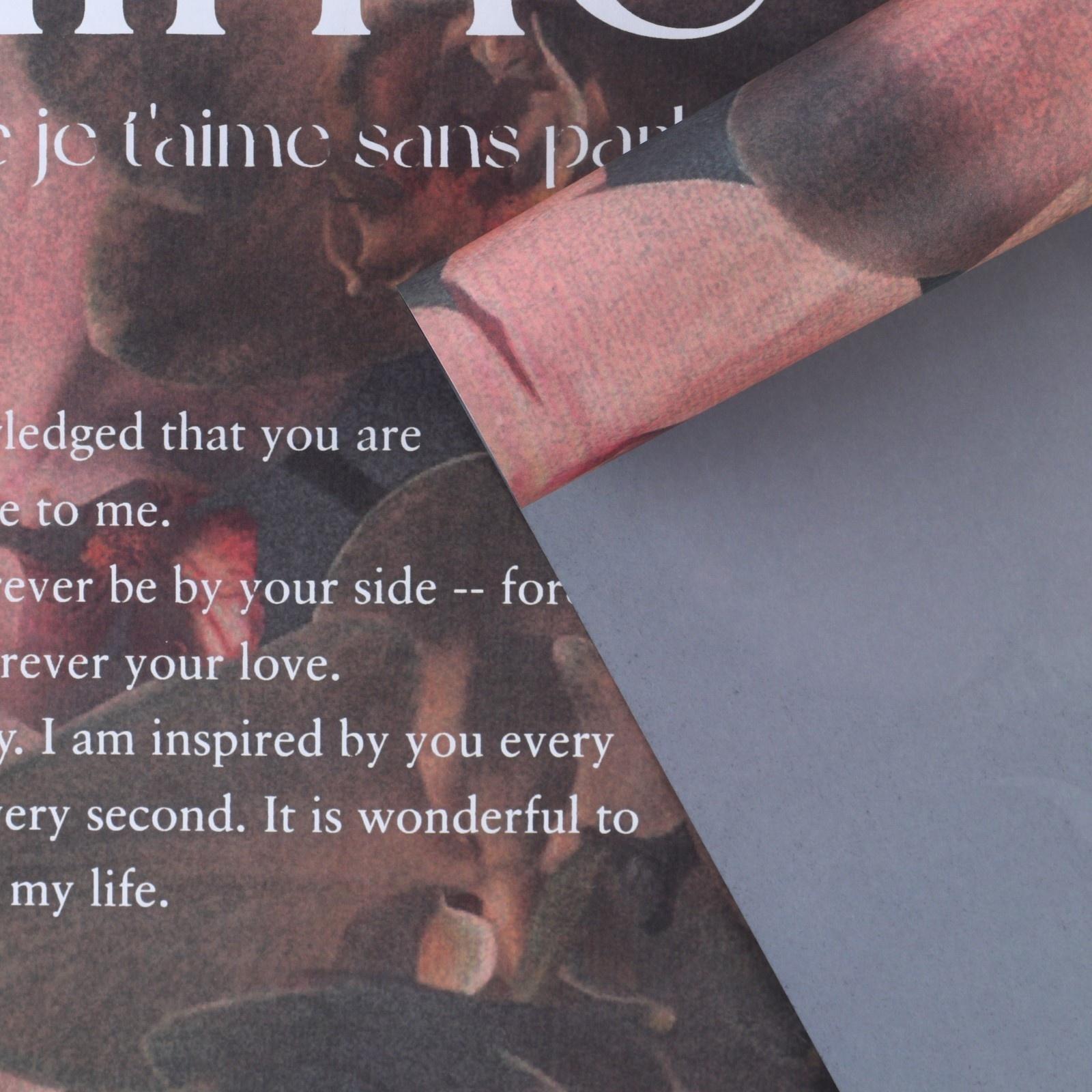 Бумага влагостойкая двухсторонняя, «Je t`aime»,  38 × 50 см