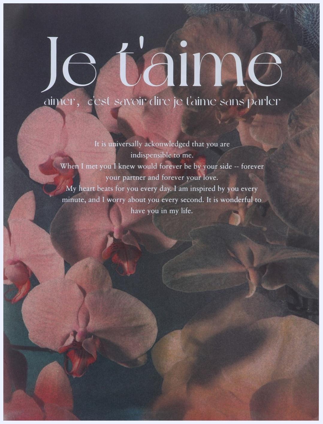 Бумага влагостойкая двухсторонняя, «Je t`aime»,  38 × 50 см