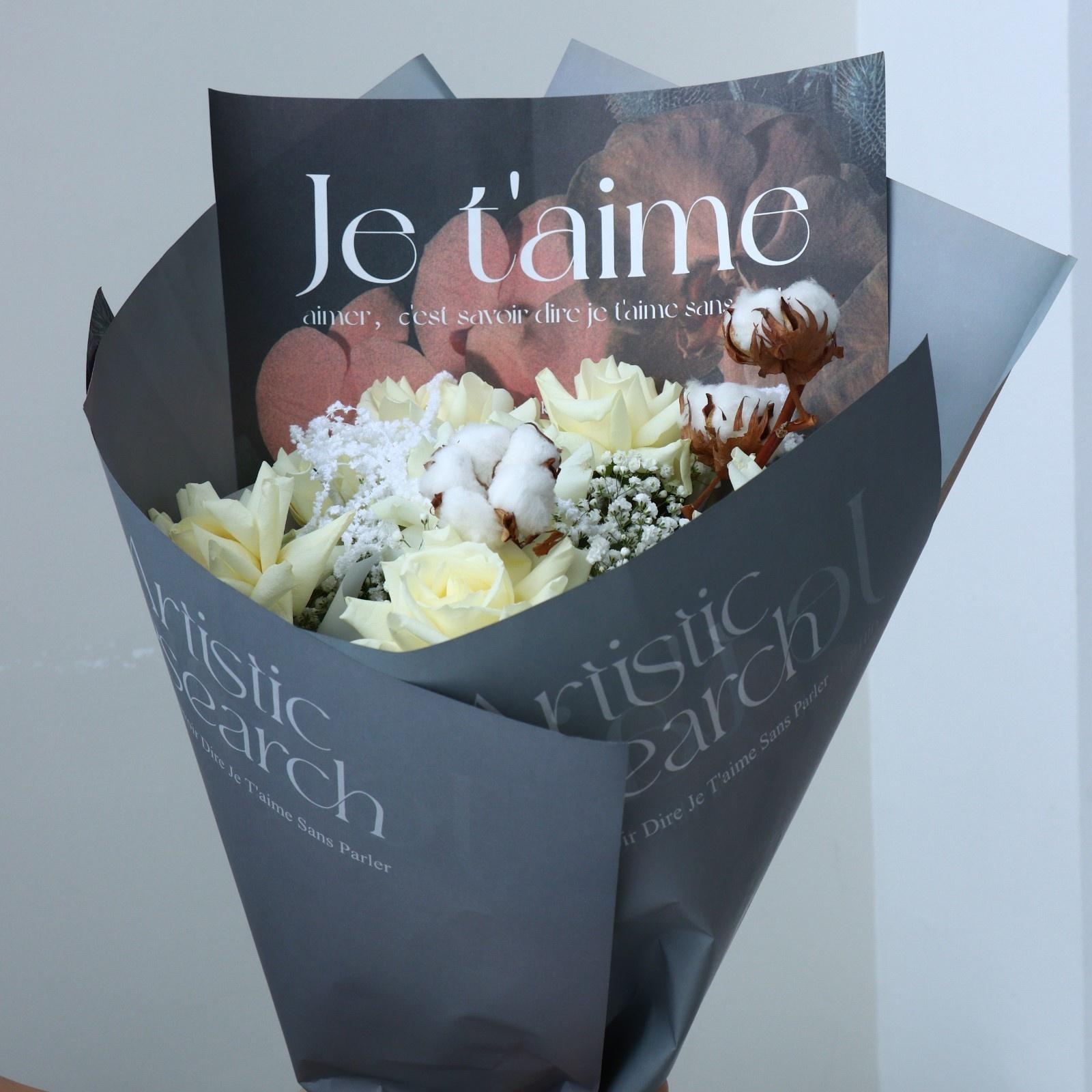 Бумага влагостойкая двухсторонняя, «Je t`aime»,  38 × 50 см