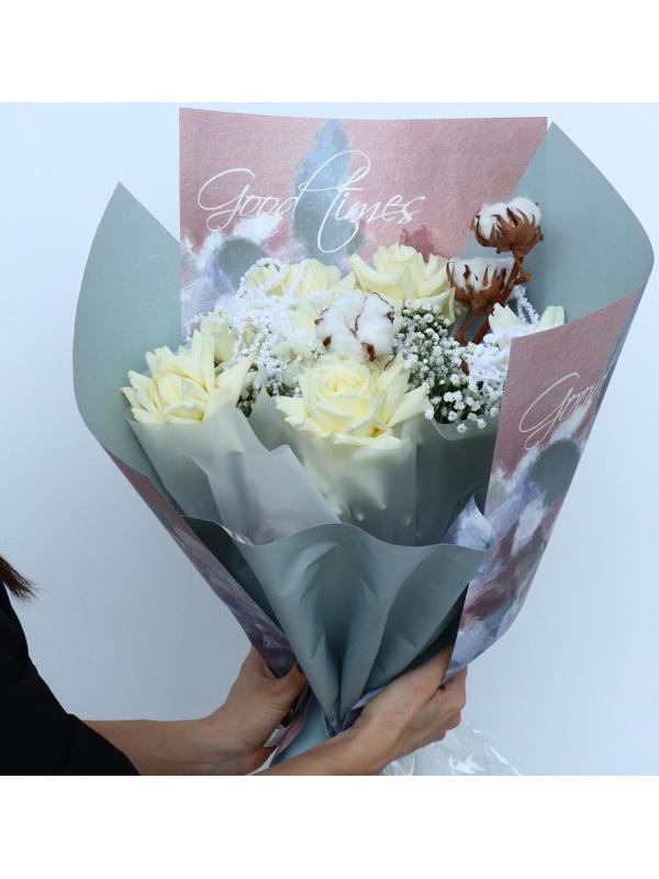 Бумага влагостойкая двухсторонняя, «Голубой лотос», 35 × 50 см