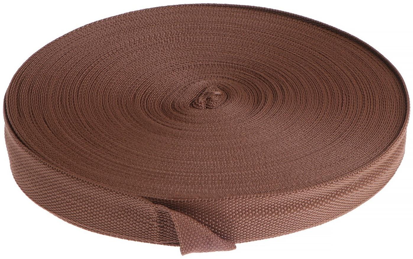 Стропа ременная 30 мм, для окантовки eva ковриков, катушка 50 м, коричневая