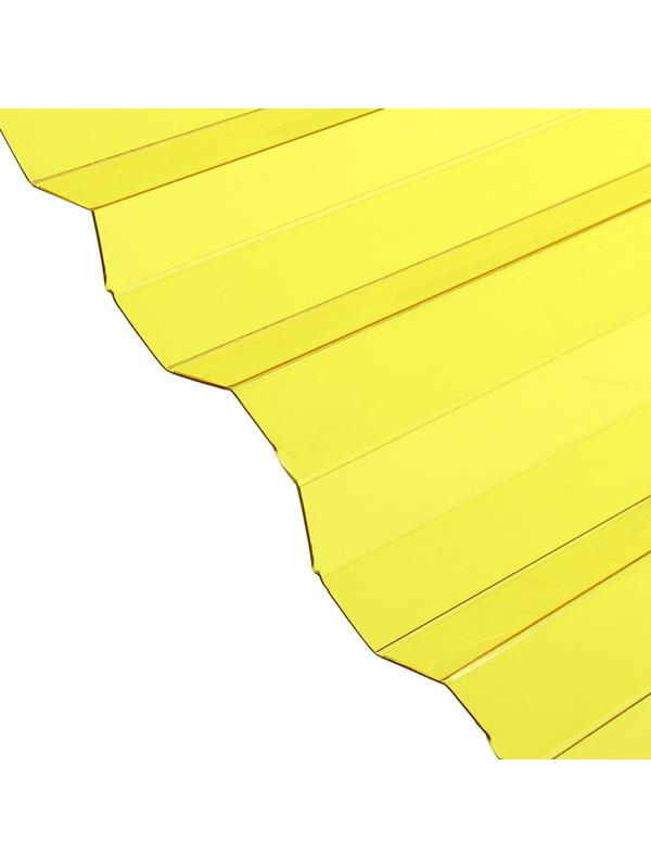 Поликарбонат монолитный, кровельный, трапеция 0.8 мм, 2 × 1,05 м, жёлтый