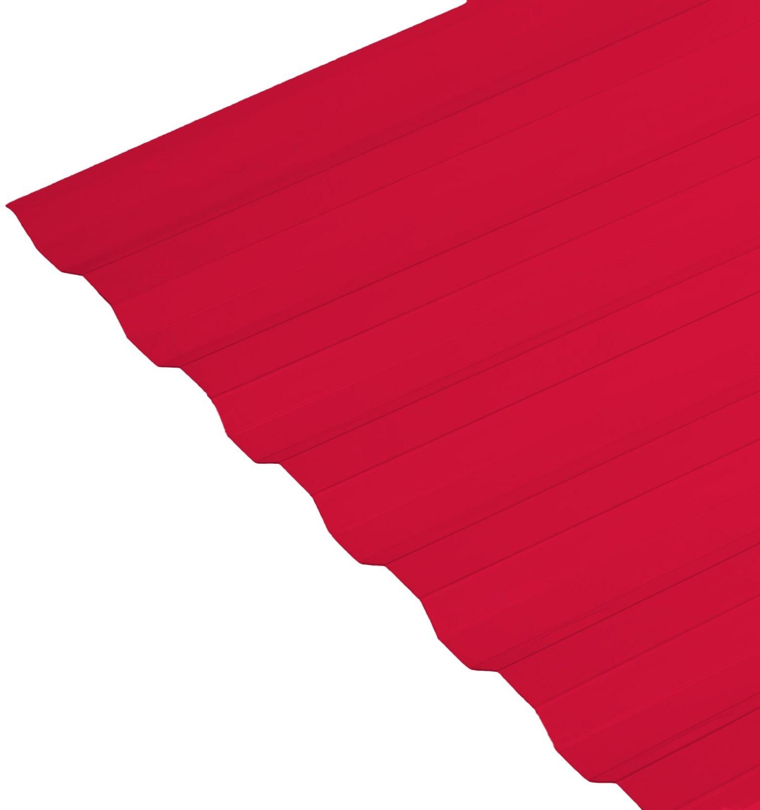 Поликарбонат монолитный, кровельный, трапеция 0.8 мм, 2 × 1,05 м, красный