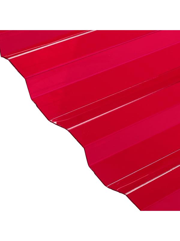 Поликарбонат монолитный, кровельный, трапеция 0.8 мм, 2 × 1,05 м, красный