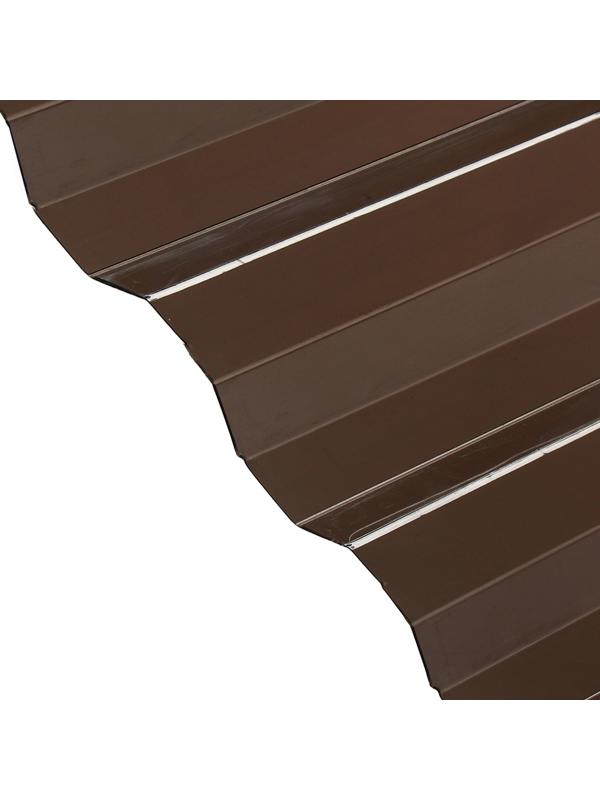 Поликарбонат монолитный, кровельный, трапеция 0.8 мм, 2 × 1,05 м, коричневый