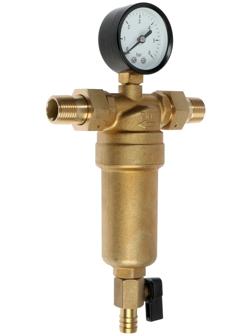 Фильтр механической очистки STT, 1/2″, с манометром, горячая вода, латунь