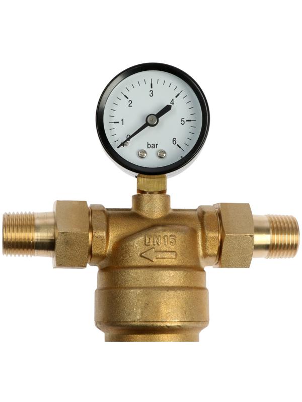 Фильтр механической очистки STT, 1/2″, с манометром, горячая вода, латунь