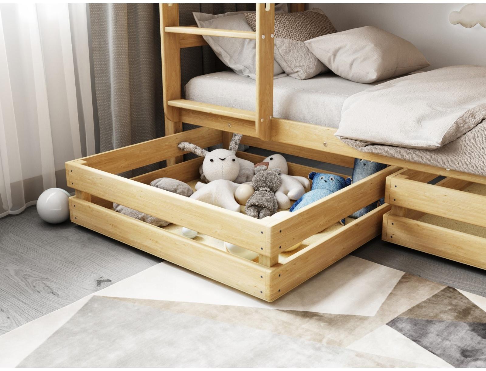 Ящик для хранения, 900 × 680 мм, массив, без покрытия, цвет сосна