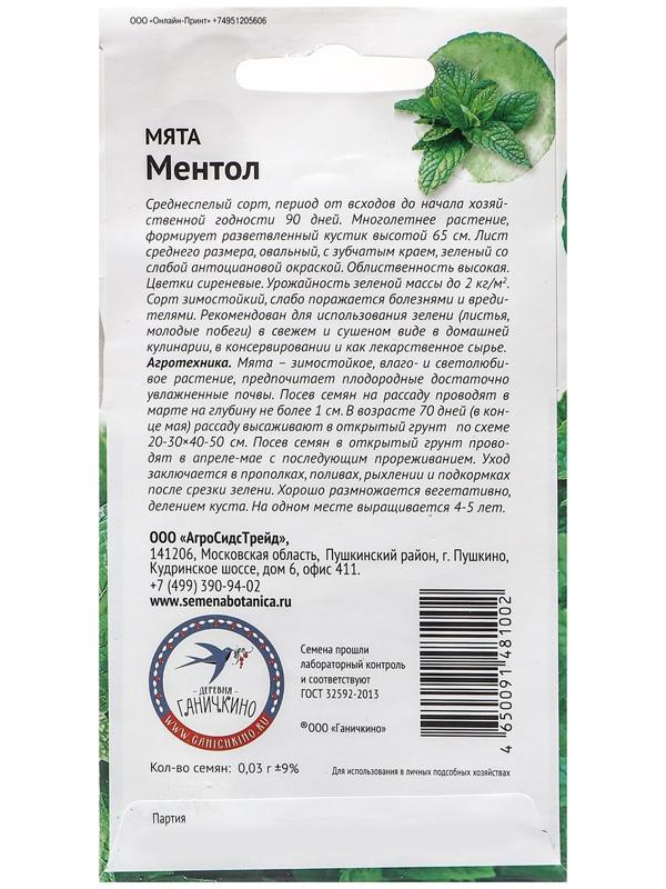Семена Мята 