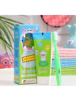 Набор Silcamed Baby Hippo Детская зубная паста Baby + Зубная щетка микс