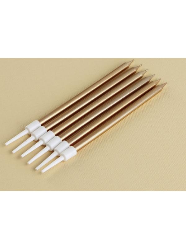 Свечи в торт «С Днем Рождения», золотистые, 6 шт.