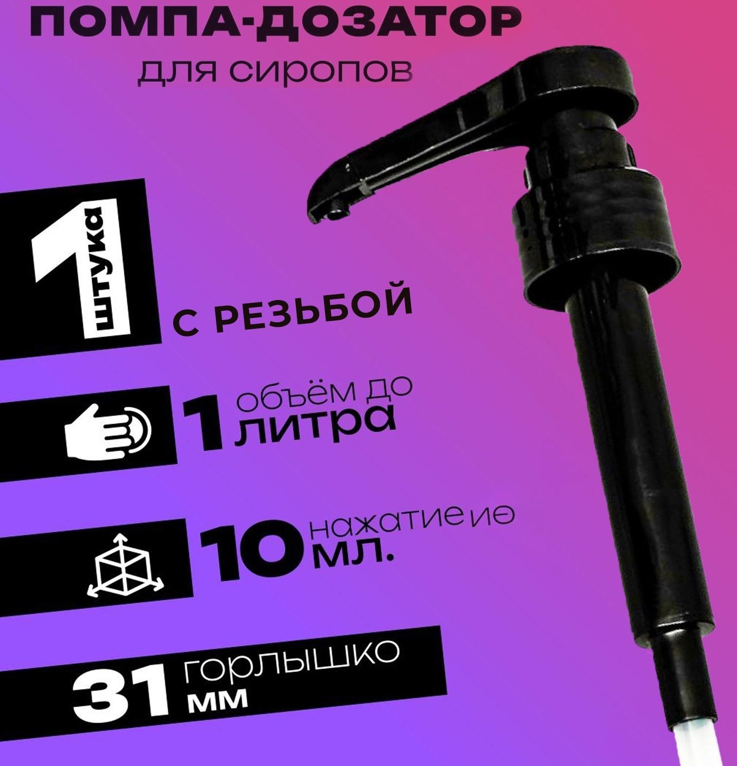 Помпа - дозатор для сиропа, черная, 10мл