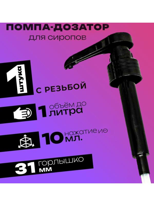 Помпа - дозатор для сиропа, черная, 10мл