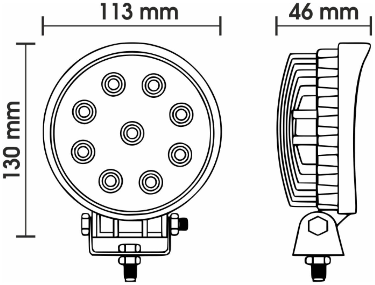 Светодиодная фара Вымпел WL-827S, дальний свет, корпус металл, 9 диодов
