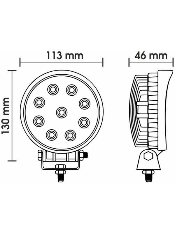 Светодиодная фара Вымпел WL-827S, дальний свет, корпус металл, 9 диодов