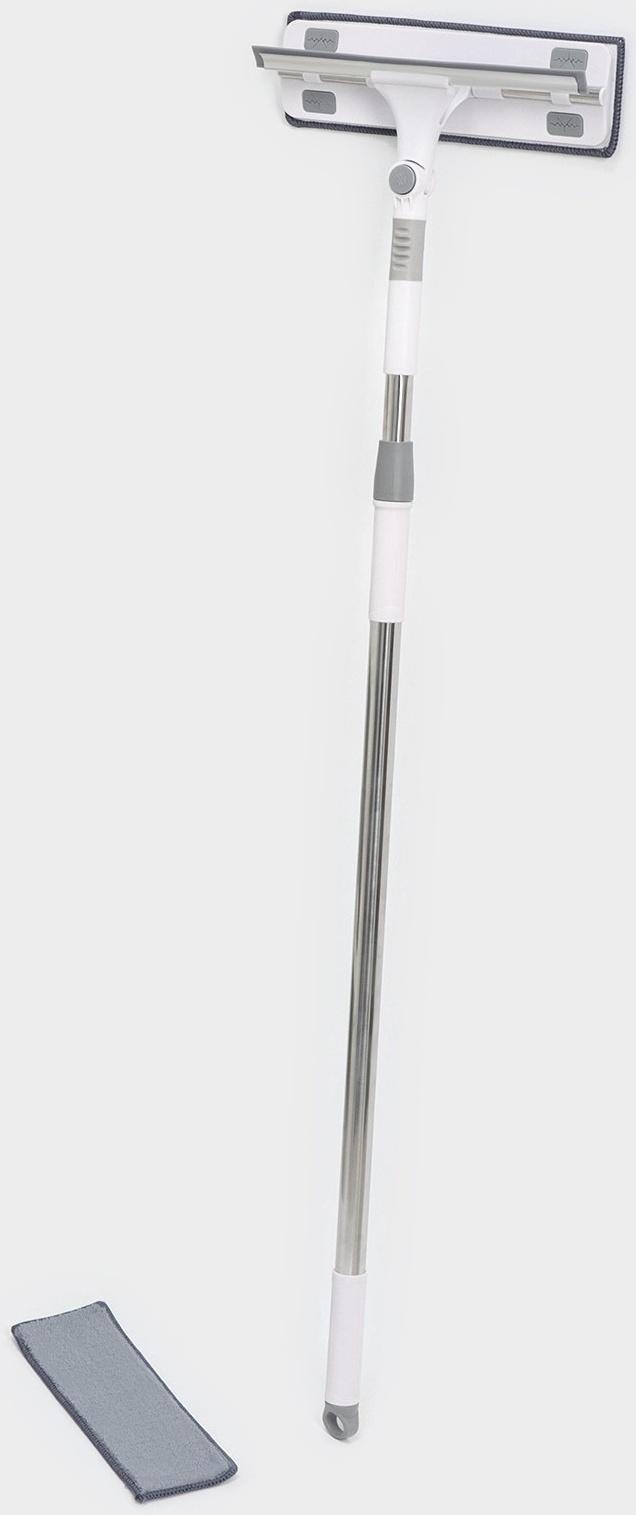 Окномойка с насадкой из микрофибры Raccoon, фиксатор, стальная телескопическая ручка, 28,5×8,5×85(135) см