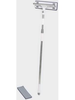 Окномойка с насадкой из микрофибры Raccoon, фиксатор, стальная телескопическая ручка, 28,5×8,5×85(135) см