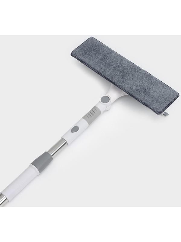 Окномойка с насадкой из микрофибры Raccoon, фиксатор, стальная телескопическая ручка, 28,5×8,5×85(135) см