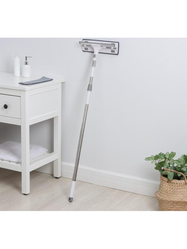 Окномойка с насадкой из микрофибры Raccoon, фиксатор, стальная телескопическая ручка, 28,5×8,5×85(135) см