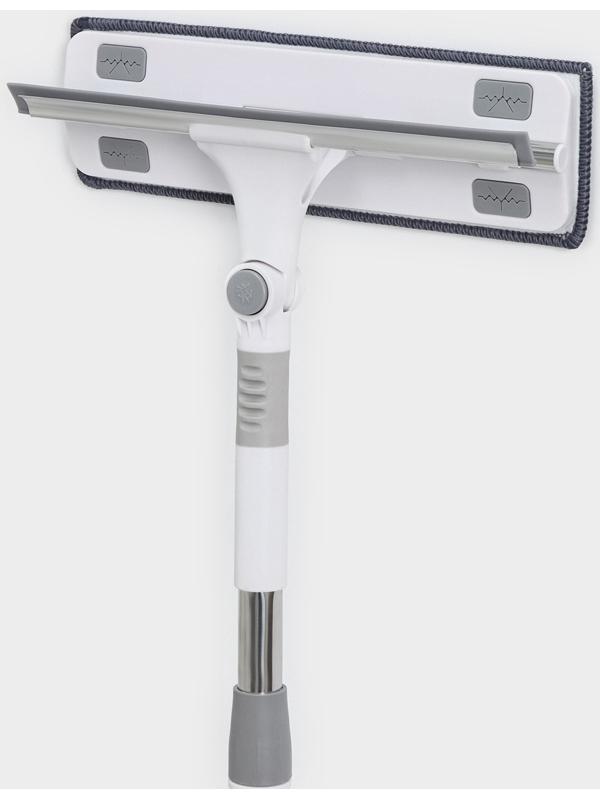 Окномойка с насадкой из микрофибры Raccoon, фиксатор, стальная телескопическая ручка, 28,5×8,5×85(135) см