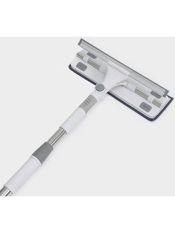 Окномойка с насадкой из микрофибры Raccoon, фиксатор, стальная телескопическая ручка, 28,5×8,5×85(135) см