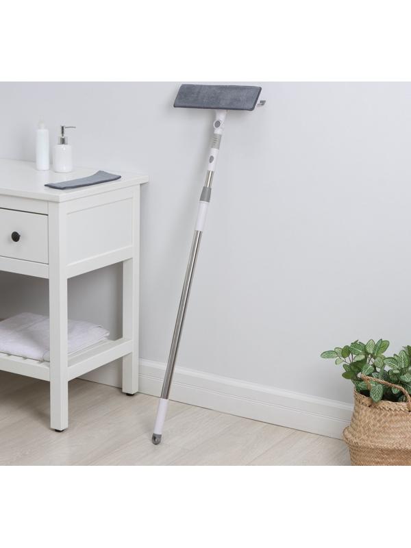 Окномойка с насадкой из микрофибры Raccoon, фиксатор, стальная телескопическая ручка, 28,5×8,5×85(135) см