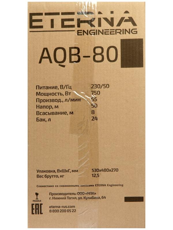 Насосная станция ETERNA AQB-80, 750 Вт, 55 л/мин, напор 50 м, бак 24 л