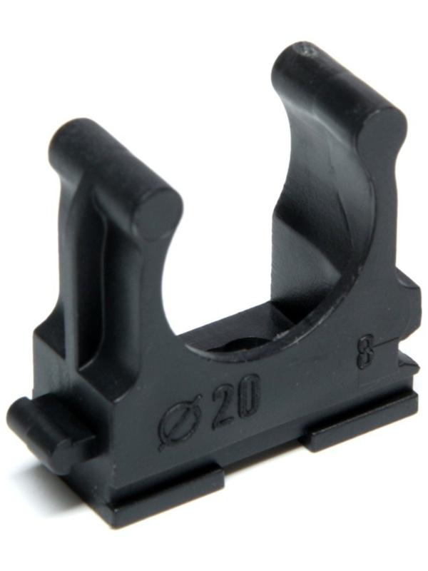 Клипса для труб 20 мм, цвет черный, 250 штчерная