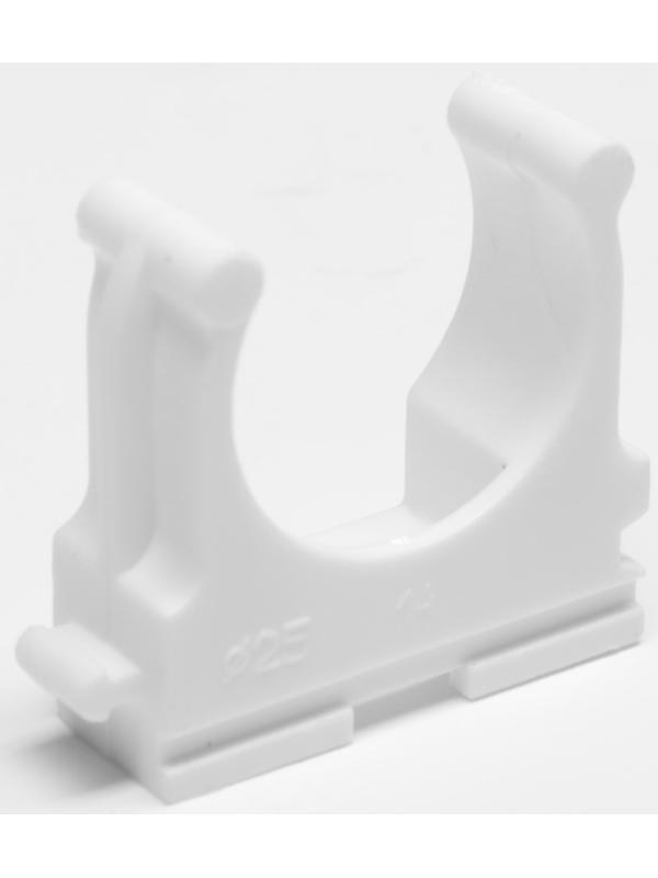 Клипса для труб 25 мм,цвет белый 250 шт.