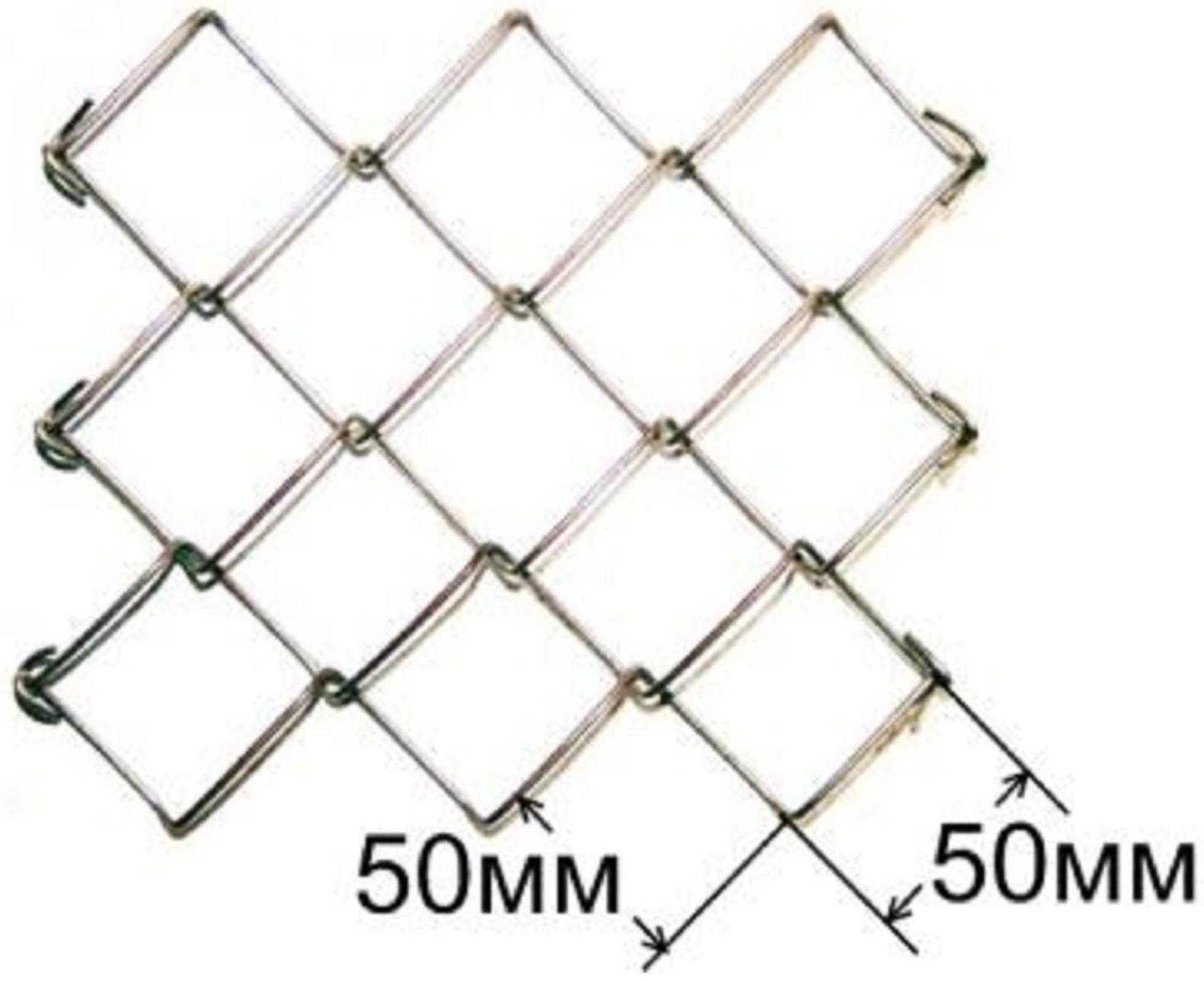 Сетка-рабица ячейка 50х50 мм, толщина 1,6мм, без покрытия (размер рулона 2,0х10м)