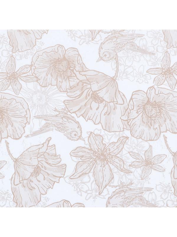 Бумага силиконизированная «Маки и птички»,  хохлома, 0,38 х 5 м