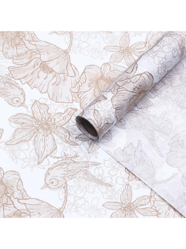 Бумага силиконизированная «Маки и птички»,  хохлома, 0,38 х 5 м