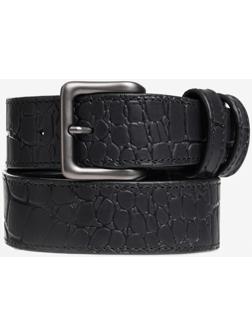 Ремень брючный с подкладом.Тиснение имитация кожи каймана, цвет черный, 4 см, 110 см