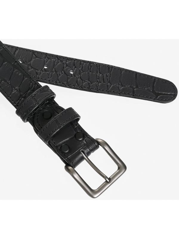 Ремень брючный с подкладом.Тиснение имитация кожи каймана, цвет черный, 4 см, 110 см