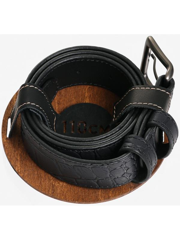 Ремень брючный с подкладом.Тиснение имитация кожи каймана, цвет черный, 4 см, 110 см