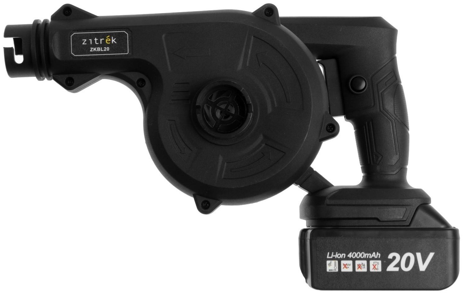 Воздуходувка аккумуляторная ZITREK ZKBL20, 20 В, 4 Ач, Li-ion, 60 м/с, функция всасывания