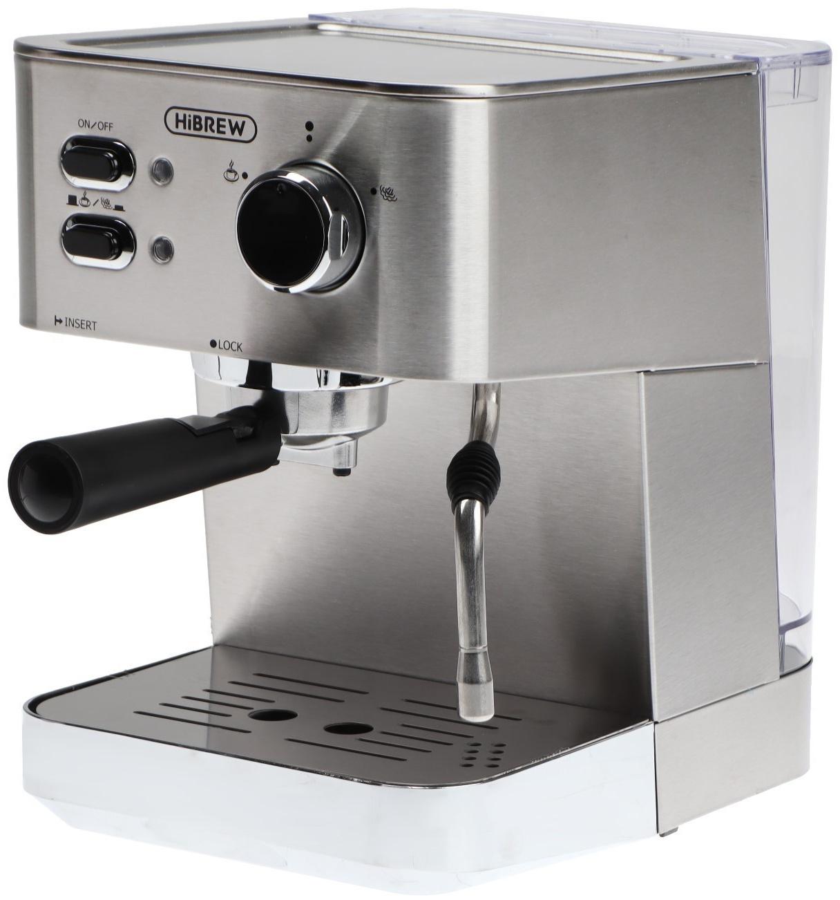 Кофемашина Hibrew CM4682, рожковая, 1050 Вт, 1.5 л, серебристая