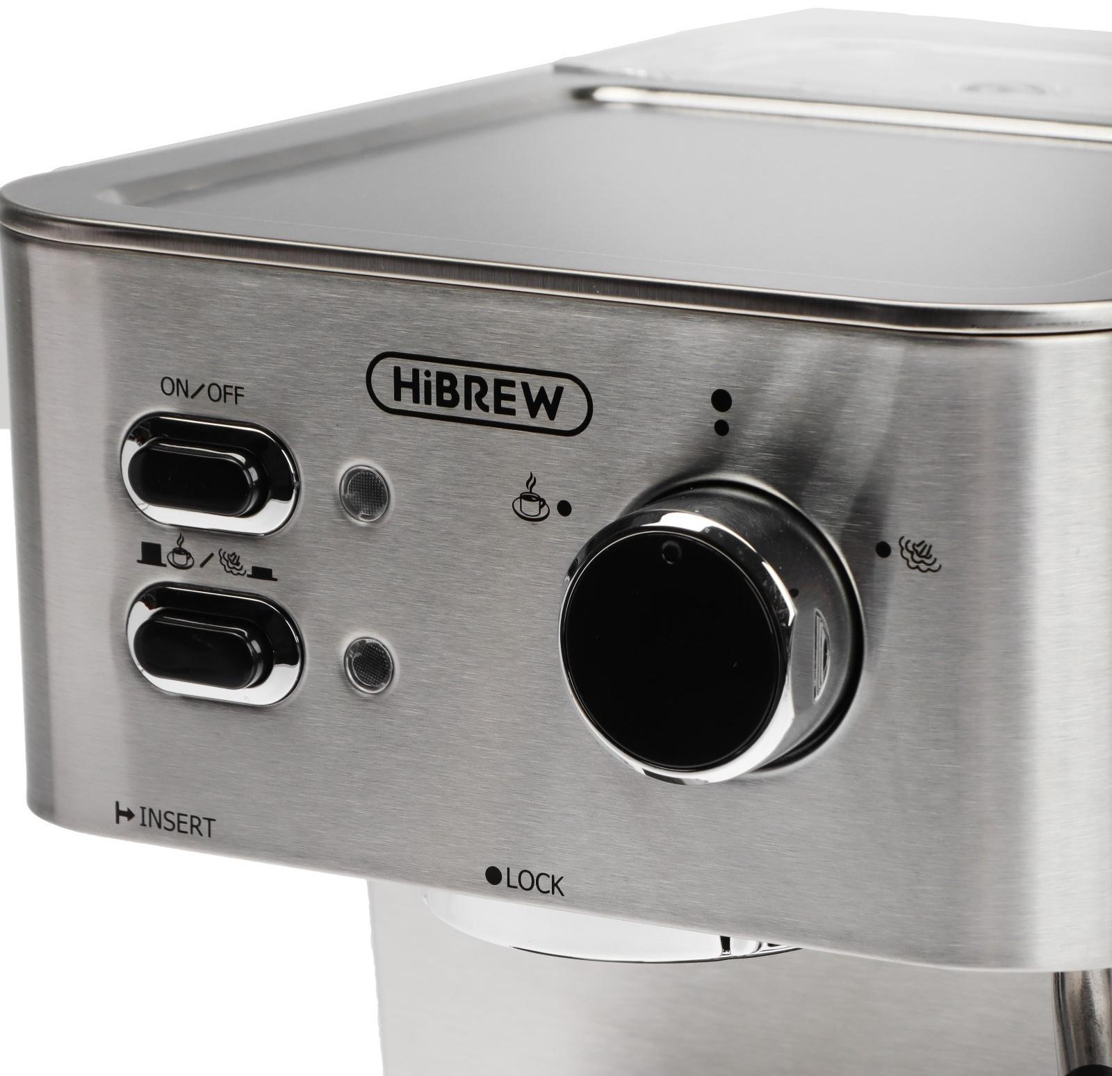 Кофемашина Hibrew CM4682, рожковая, 1050 Вт, 1.5 л, серебристая