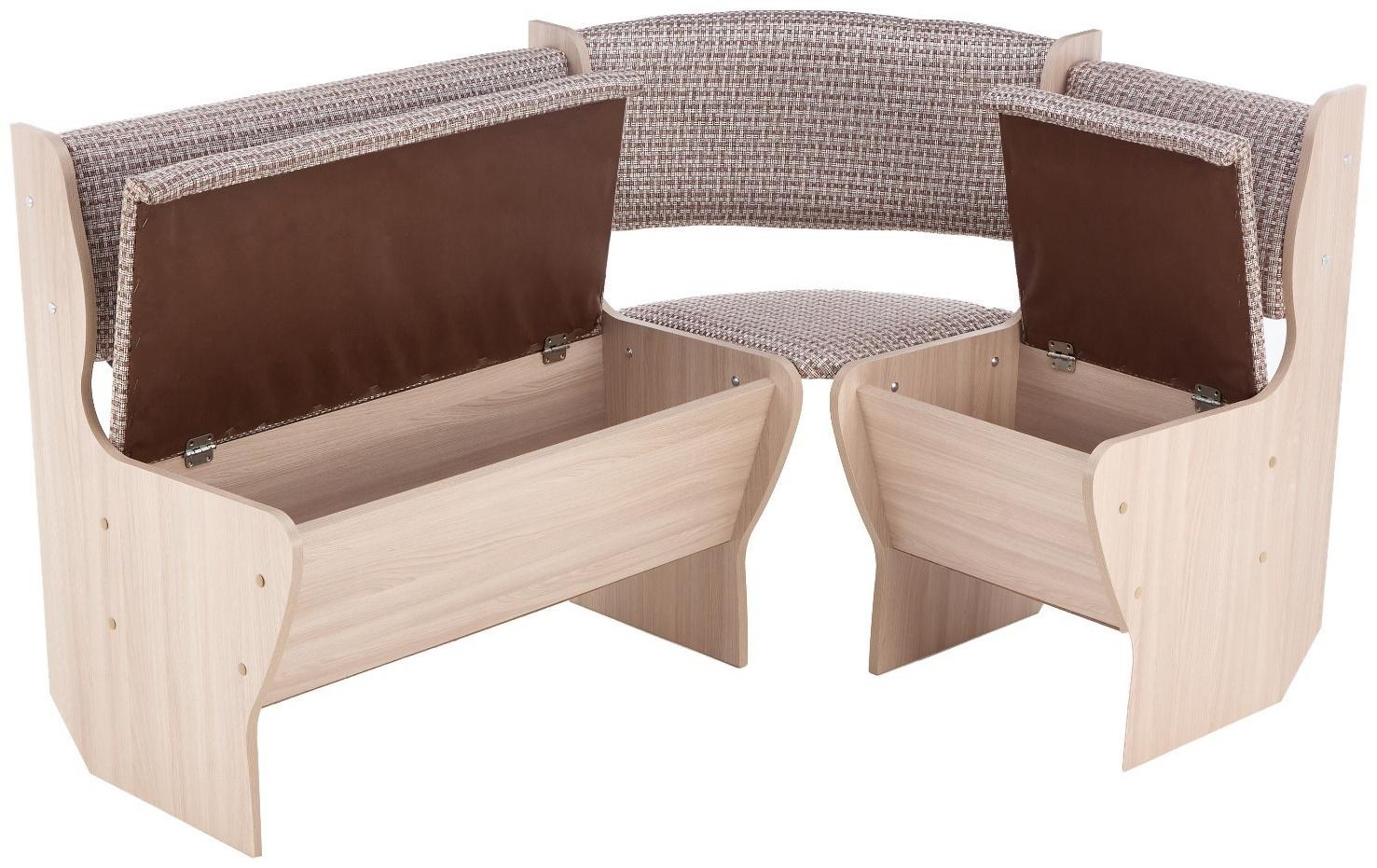 Кухонный уголок А-5, 1180х1620х820, Ясень шимо светлый/Рогожка темная