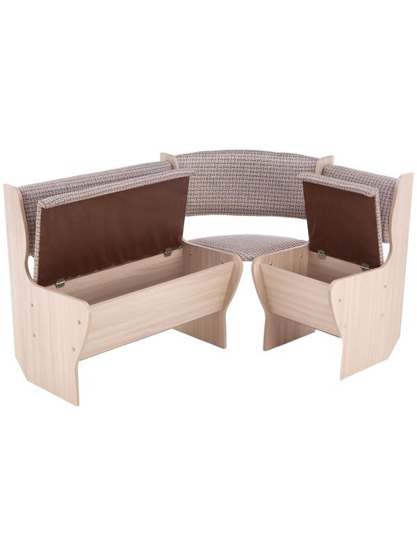 Кухонный уголок А-5, 1180х1620х820, Ясень шимо светлый/Рогожка темная