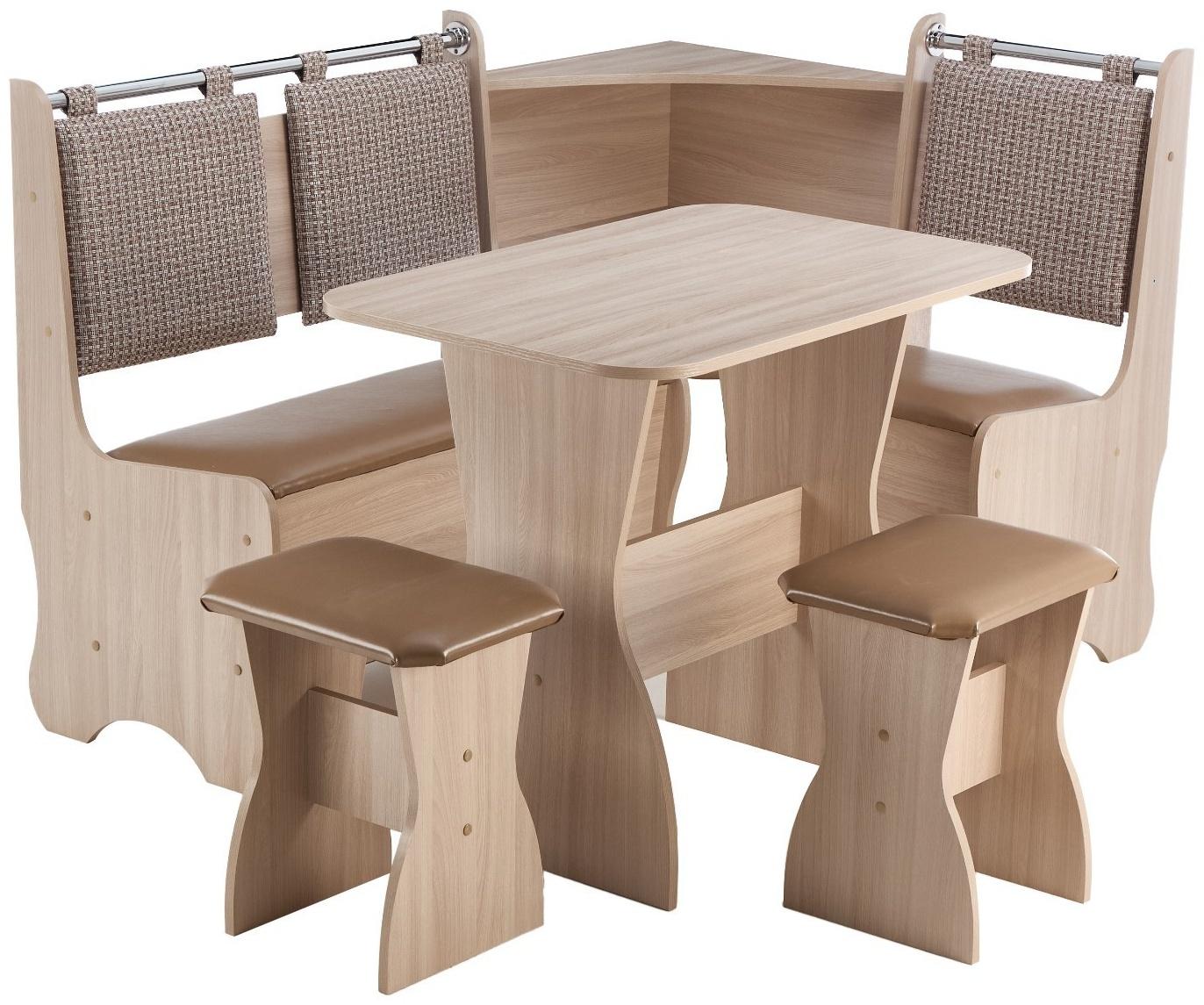 Кухонный уголок А-15, 1500х1040х950, Ясень шимо светлый В-07/Рогожка темная