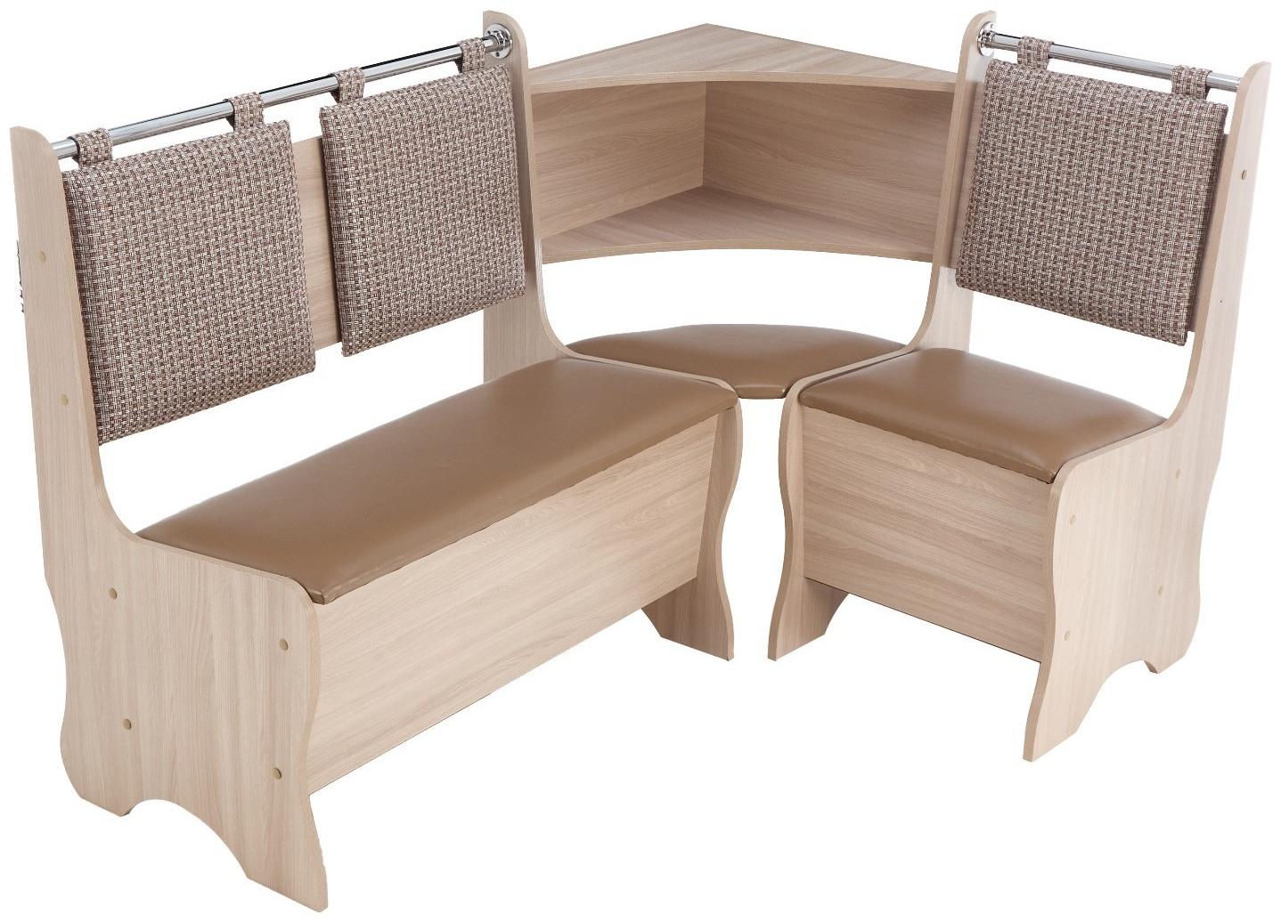 Кухонный уголок А-15, 1500х1040х950, Ясень шимо светлый В-07/Рогожка темная